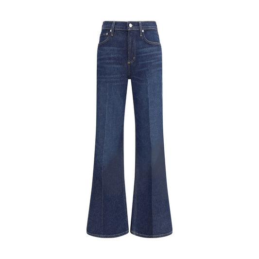 Blue Cotton Flared Jeans