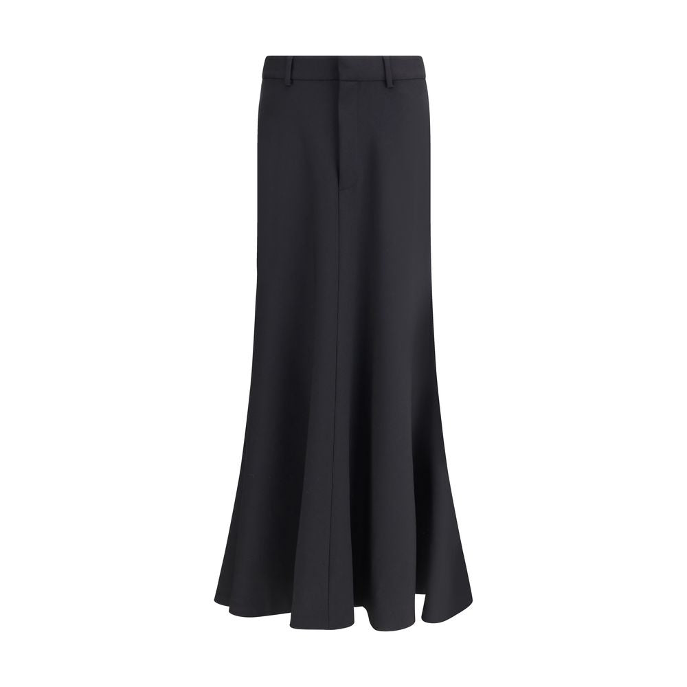 Black Fleece Wool Long Skirt