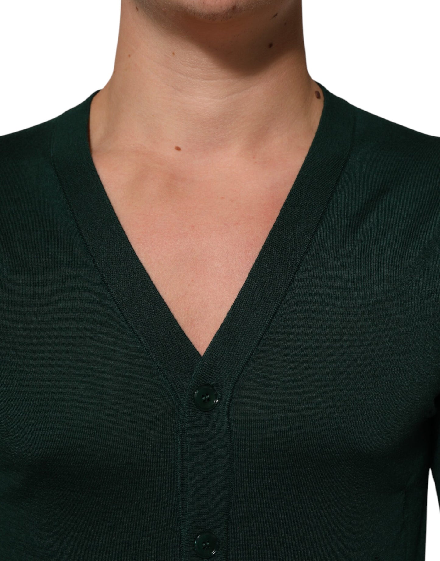 Dark Green Button Down Men Cardigan Sweater