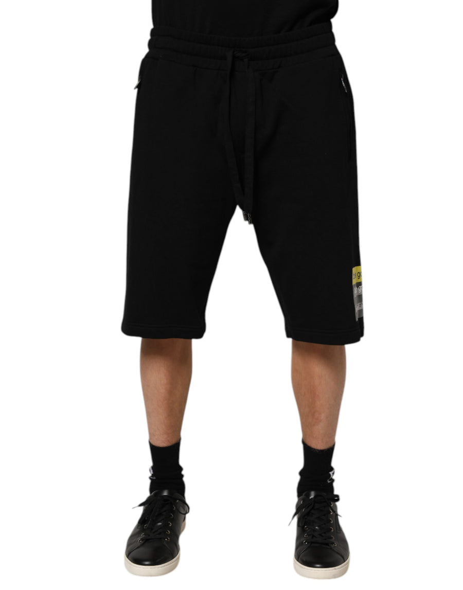 Black Cotton Mid Waist Casual Bermuda Short