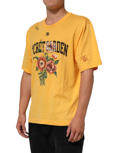 Yellow Secret Graden Floral Cotton Crew Neck T-shirt