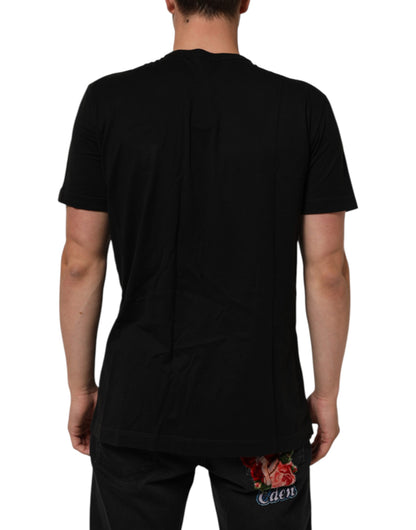 Black Logo Plaque Cotton Crew Neck T-shirt