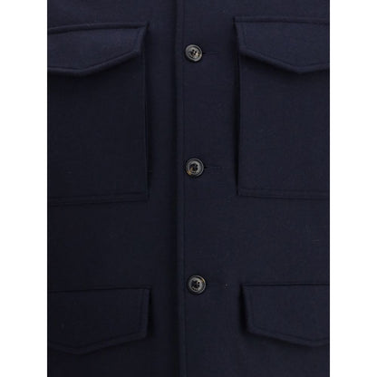 Blue Fleece Wool Coat