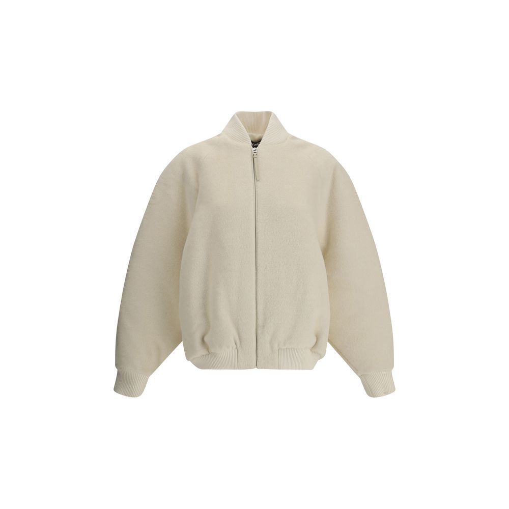 White Wool Bomber