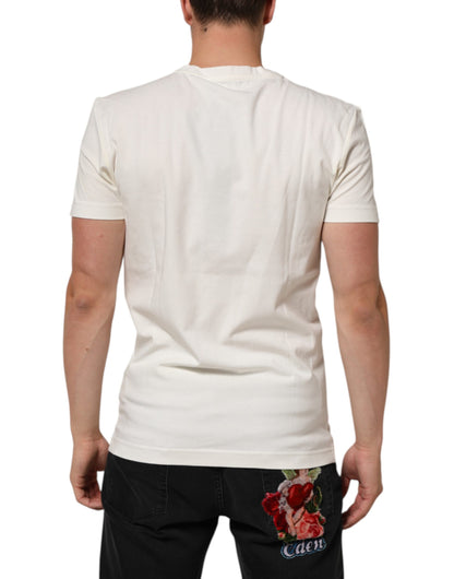 White Cotton Logo Bandana Print Men T-shirt