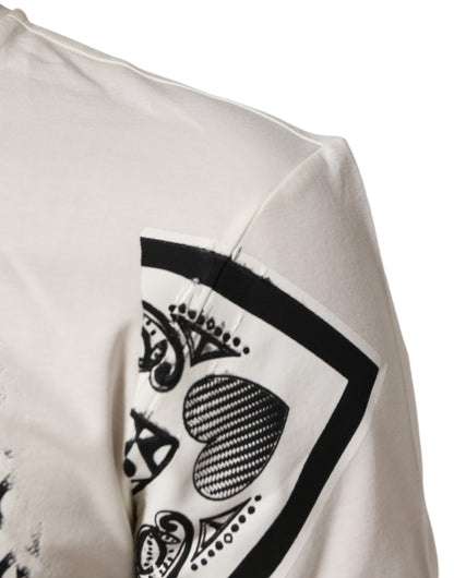 White Cotton Logo Bandana Print Men T-shirt