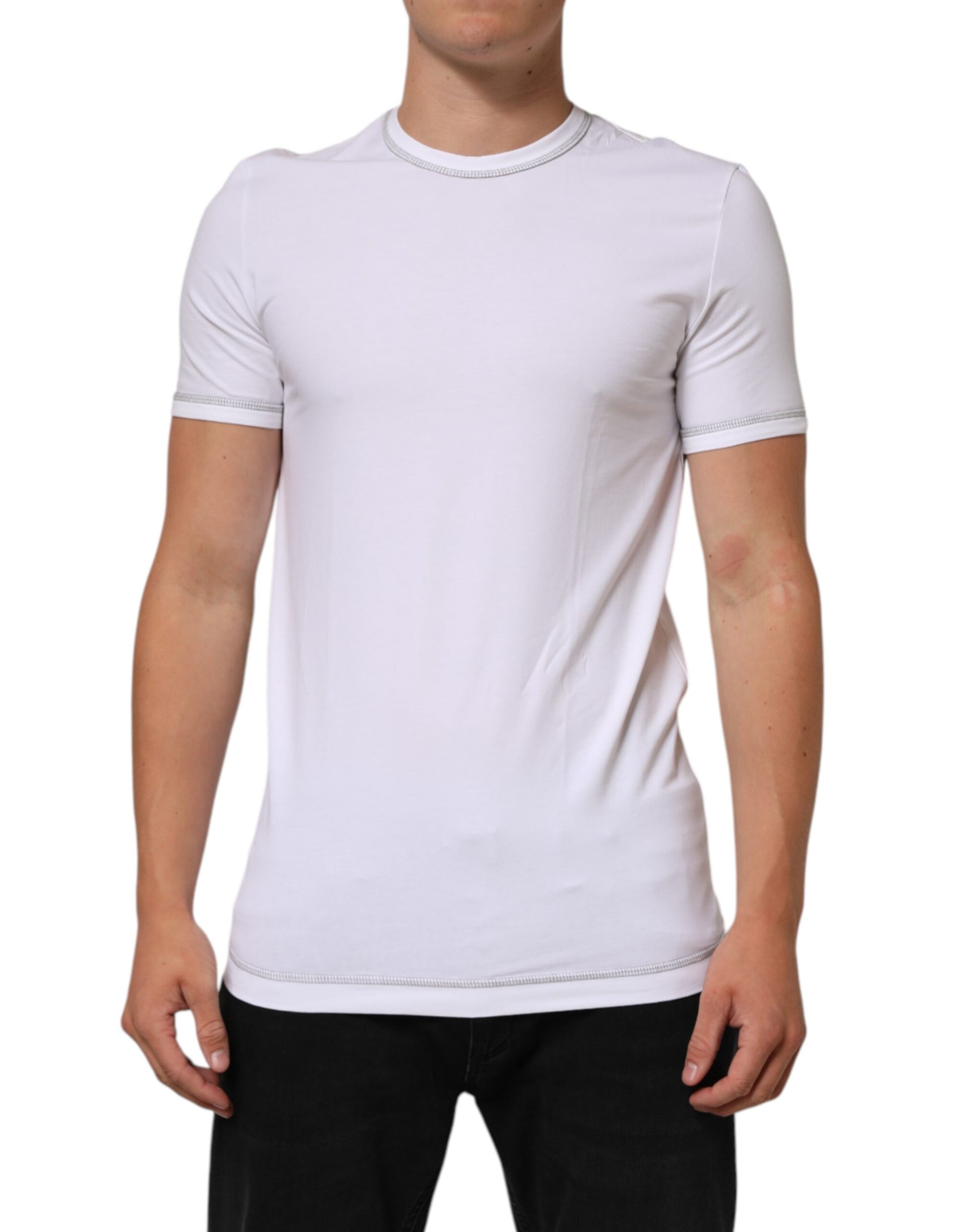 White Cotton Round Neck Men Underwear T-shirt