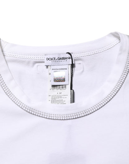 White Cotton Round Neck Men Underwear T-shirt