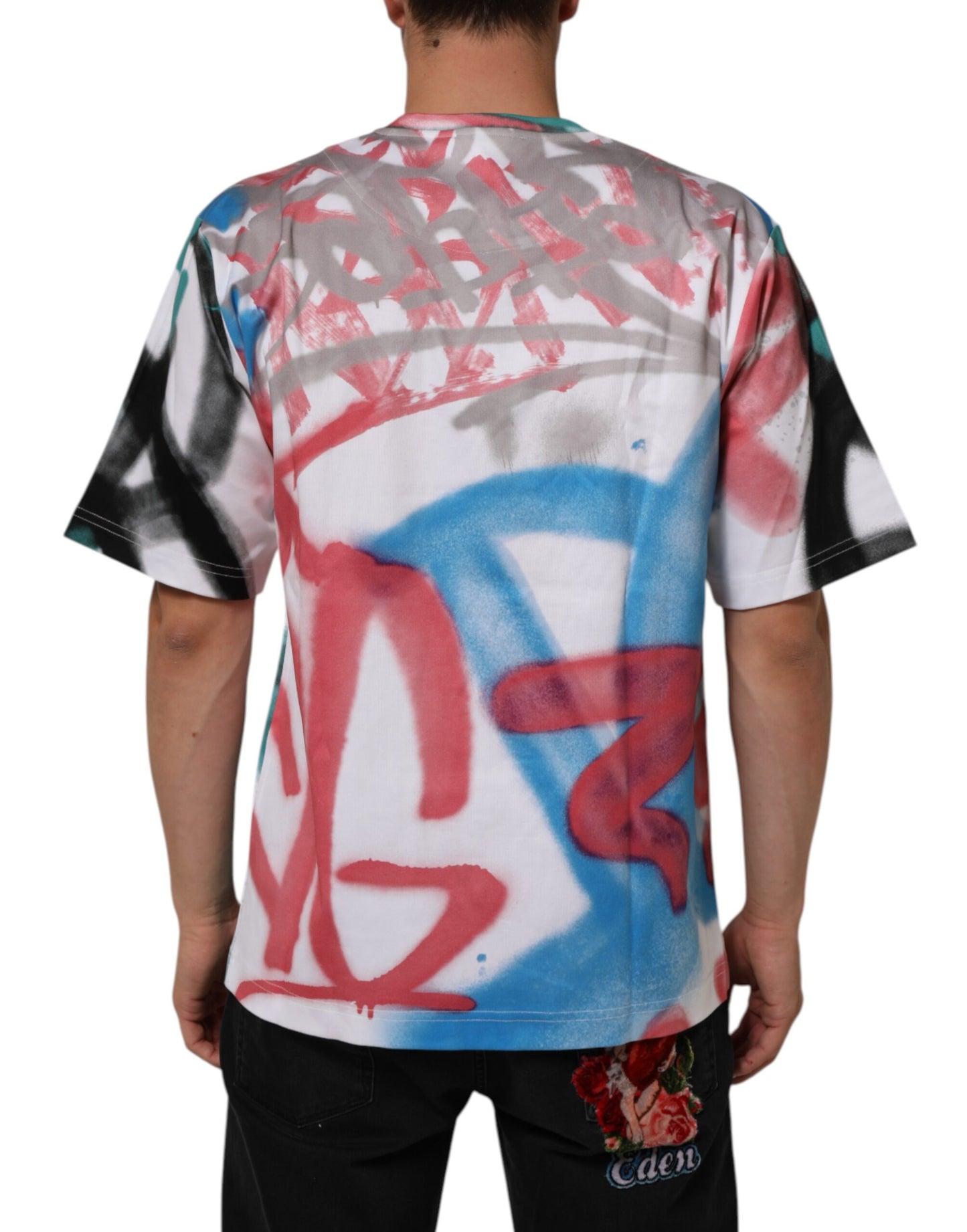 White Graffiti Crew Neck Short Sleeves T-shirt