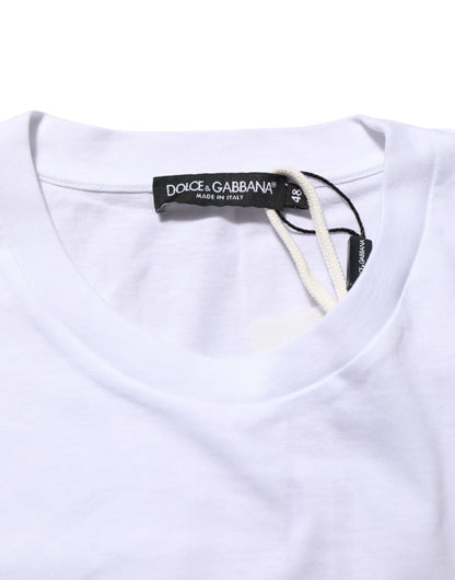 White Graphic Print Cotton Crew Neck T-shirt
