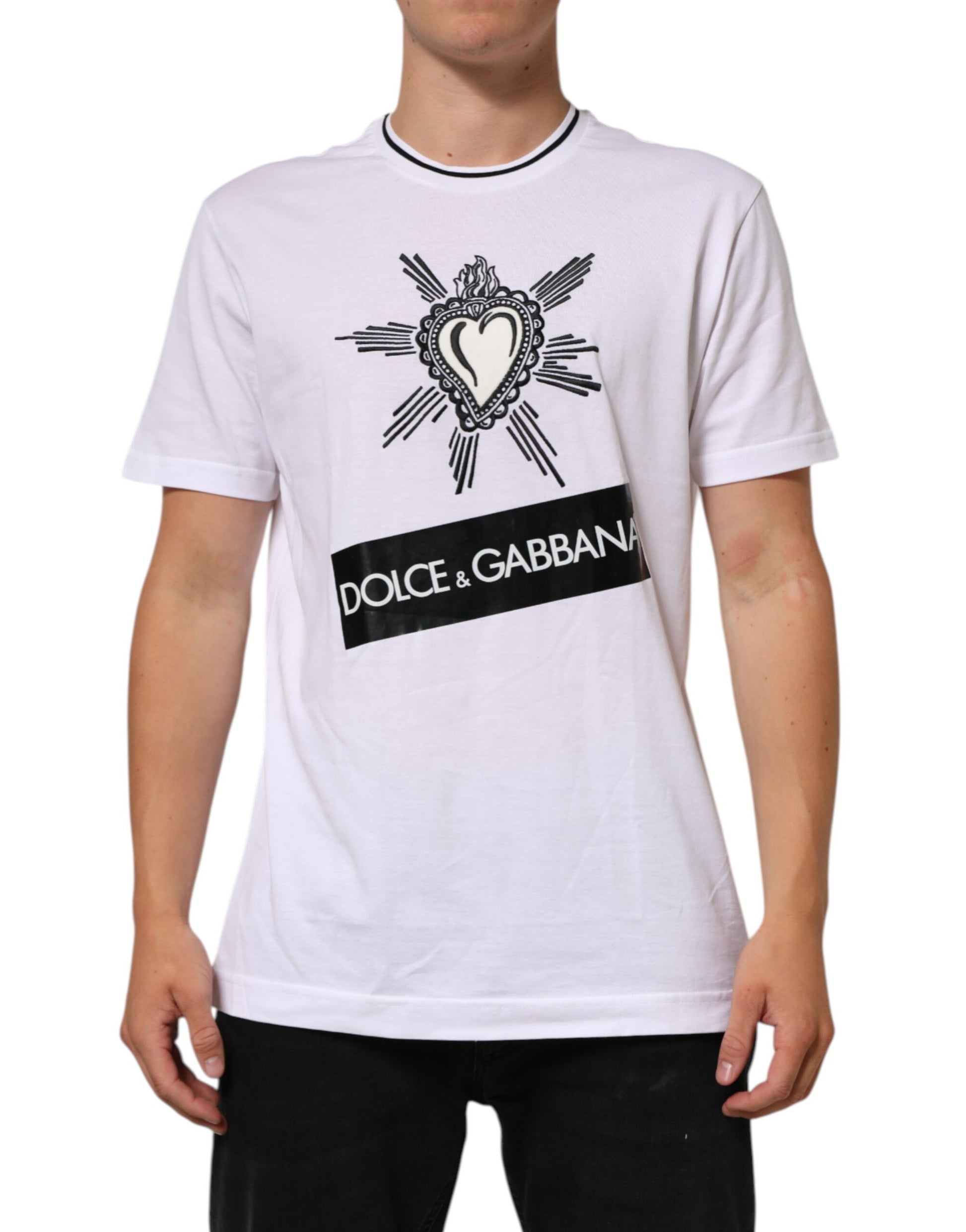 White Sacred Heart Short Sleeve Men T-shirt