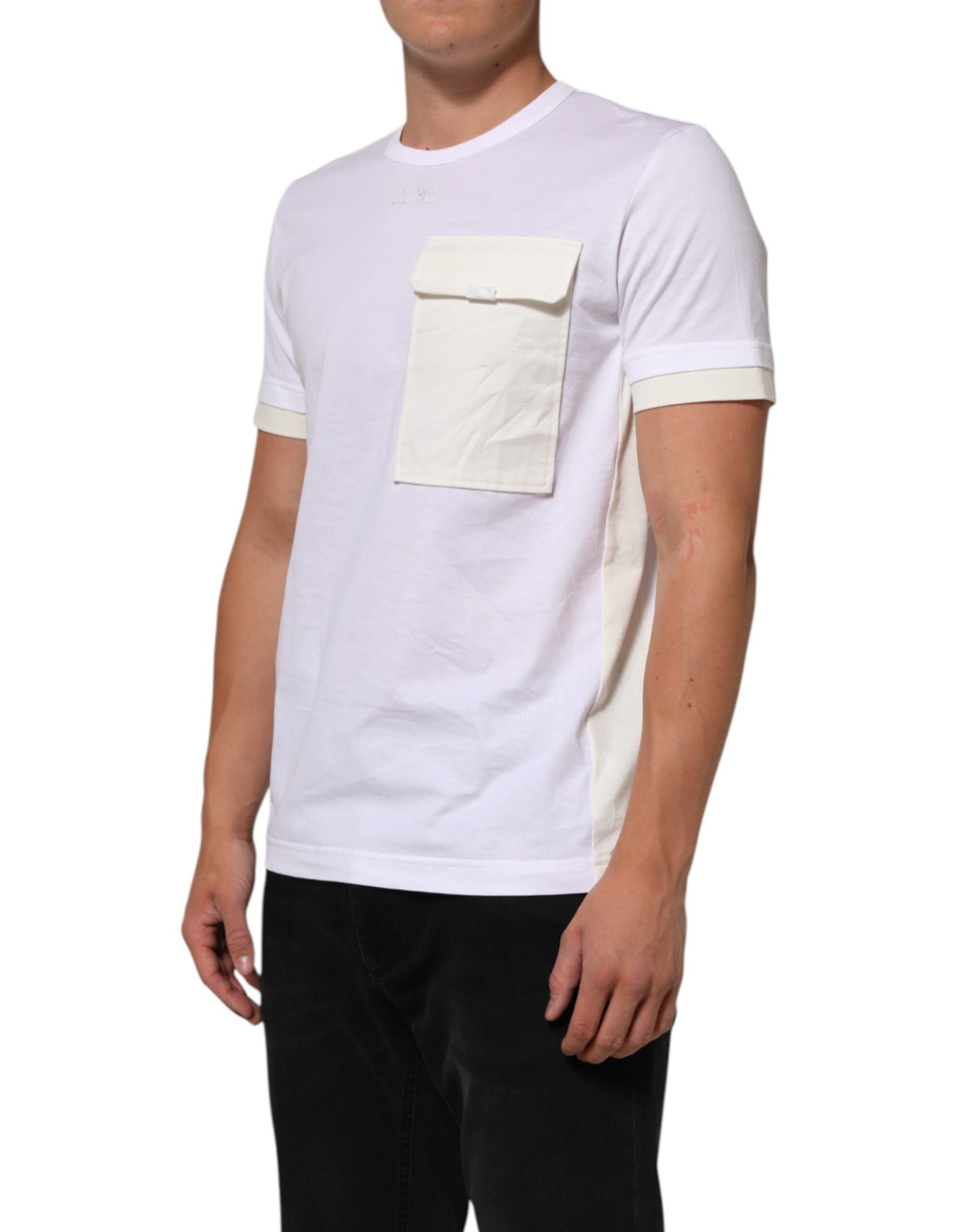 White Cotton Pocket Short Sleeves Men T-shirt