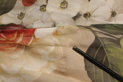 Beige Floral Sleeveless A-line Mini Dress