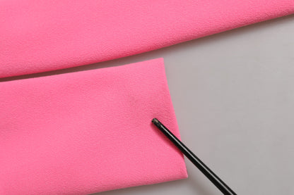 Pink Polyester Long Sleeves Sheath Midi Dress