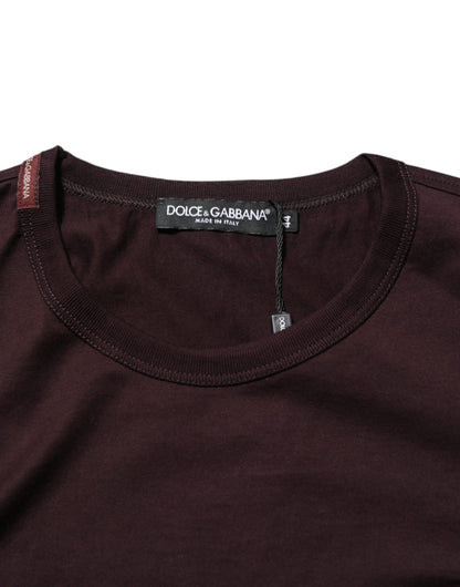 Brown Logo Plaque Cotton Crew Neck T-shirt