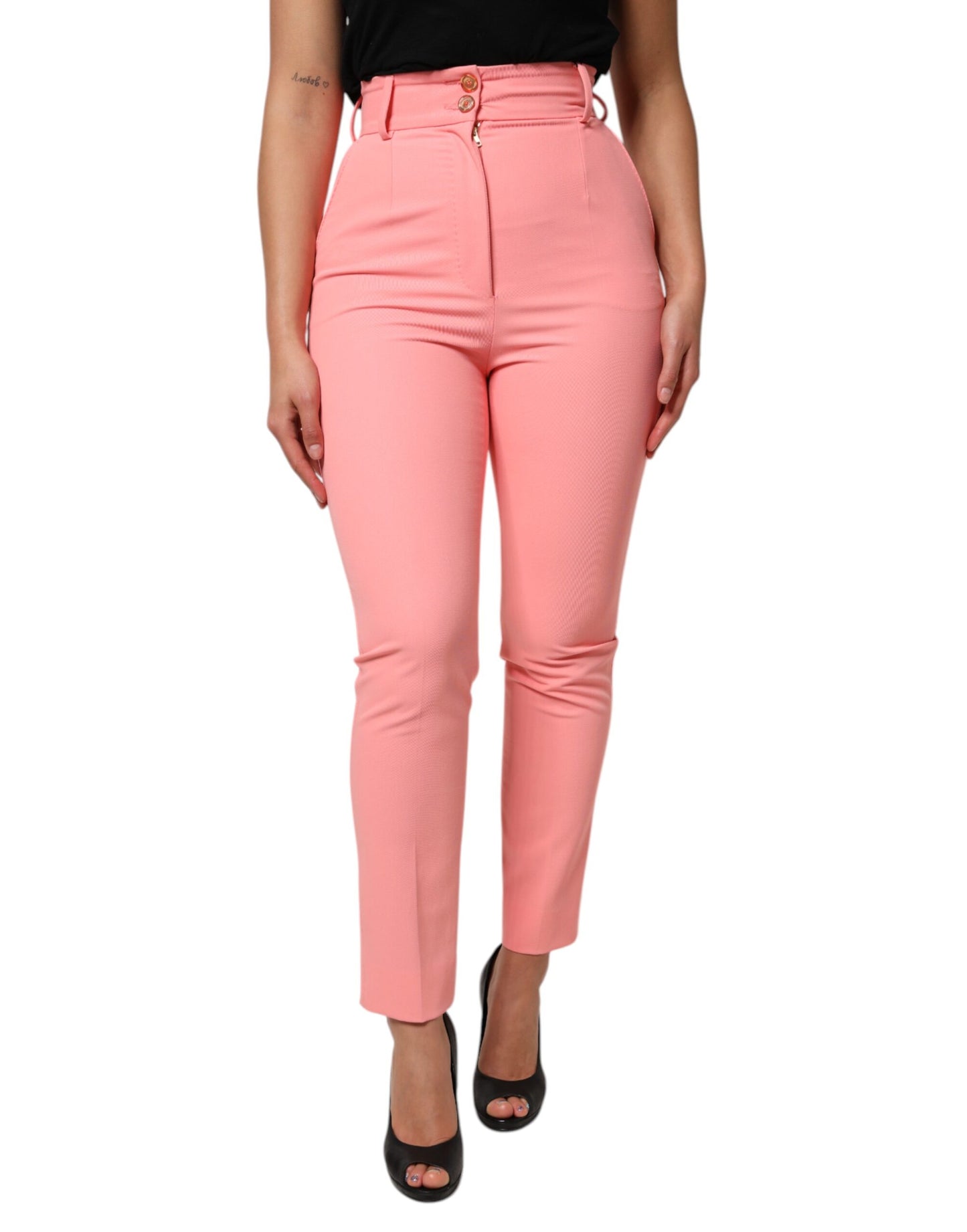 Pink High Waist Dress Tapered Trouser Pants