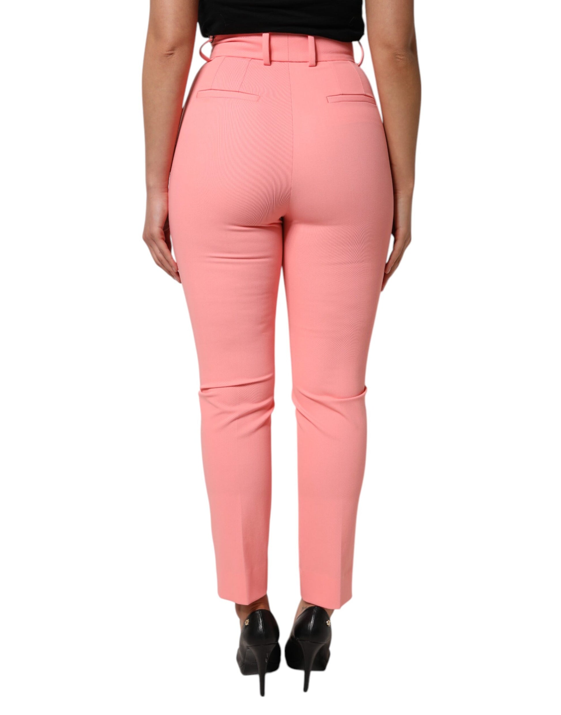 Pink High Waist Dress Tapered Trouser Pants