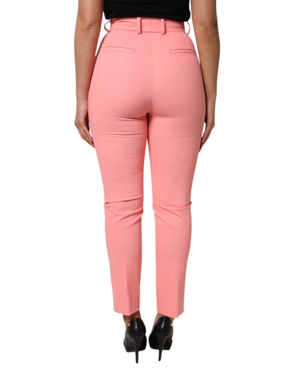 Pink High Waist Dress Tapered Trouser Pants