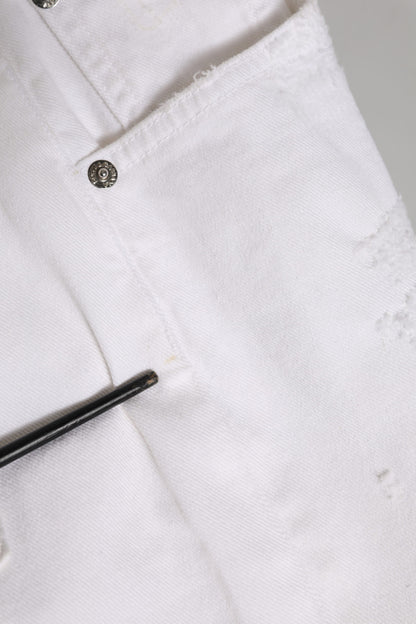 White Cotton Tattered BOYFRIEND Denim Jeans