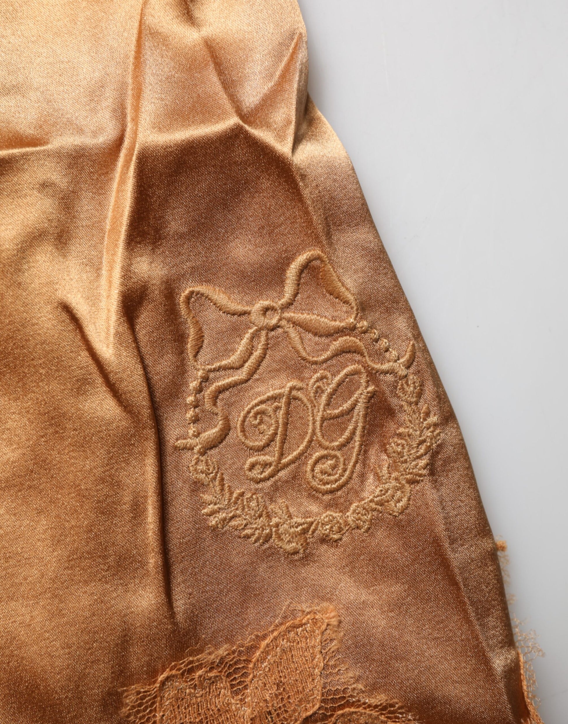 Brown Floral Lace Silk Satin Tank Lingerie Underwear