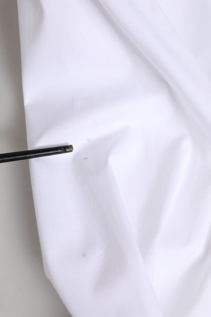 White Cotton Collared Buttoned Dress Shirt Top