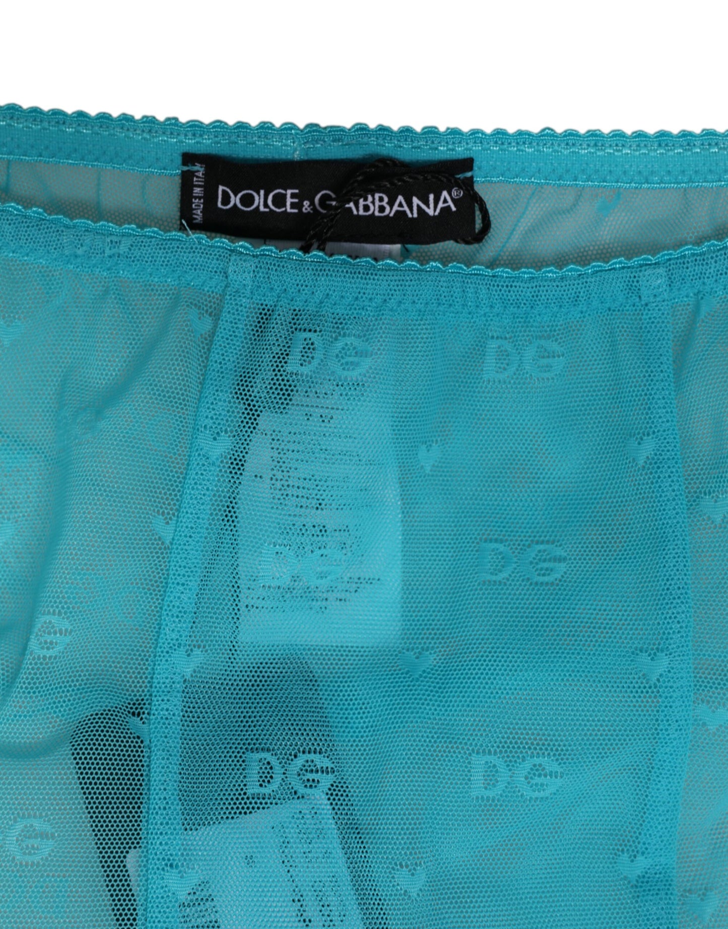 Light Blue Nylon Logo Lace Leggings Pants Underwear