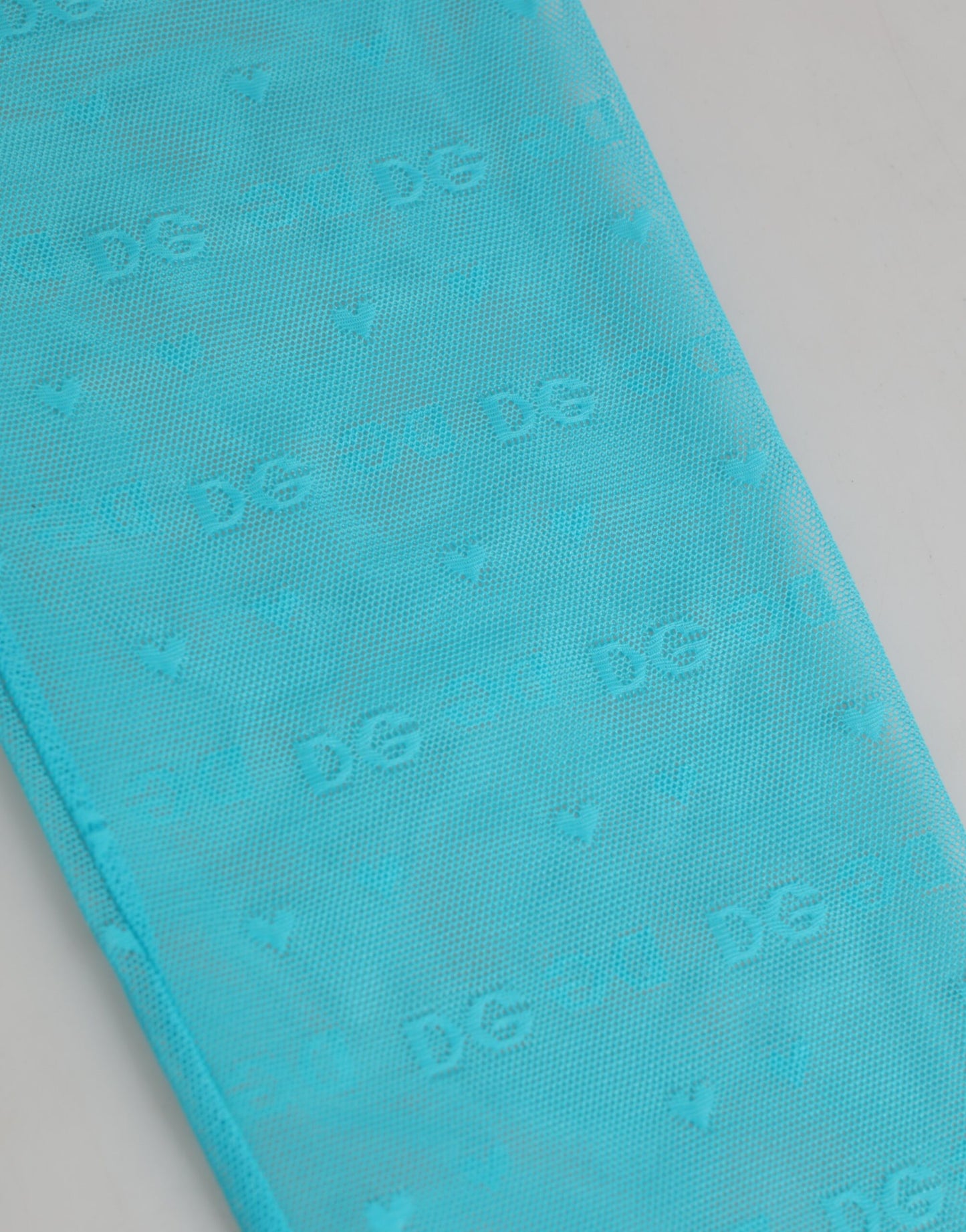 Light Blue Nylon Logo Lace Leggings Pants Underwear