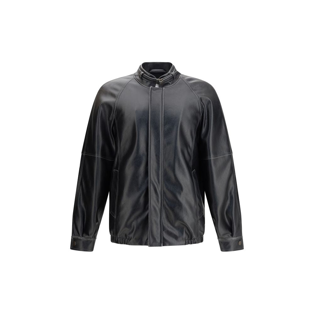 Black Polyester Bomber