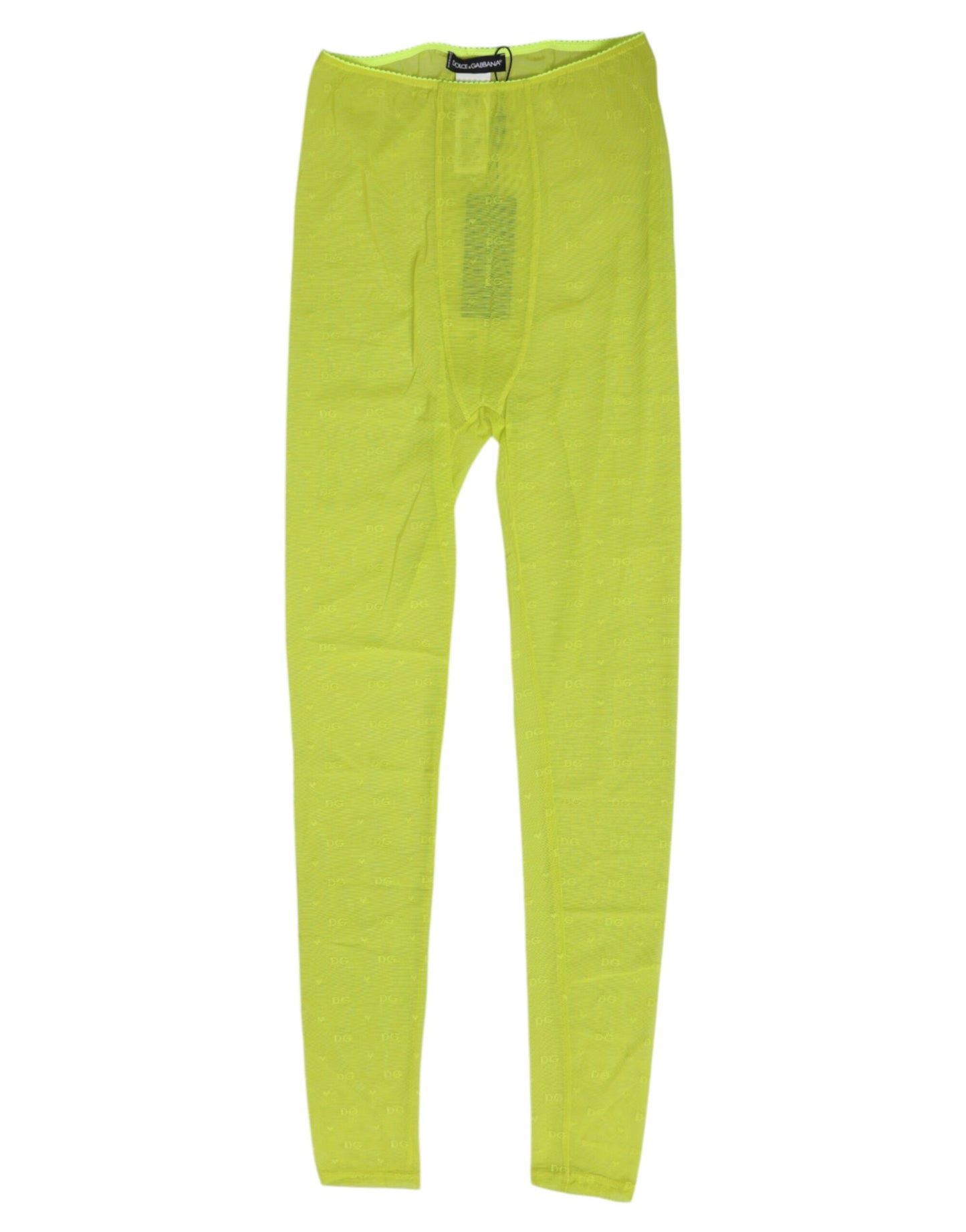 Neon Green Nylon Logo Lace Leggings Pants Underwear