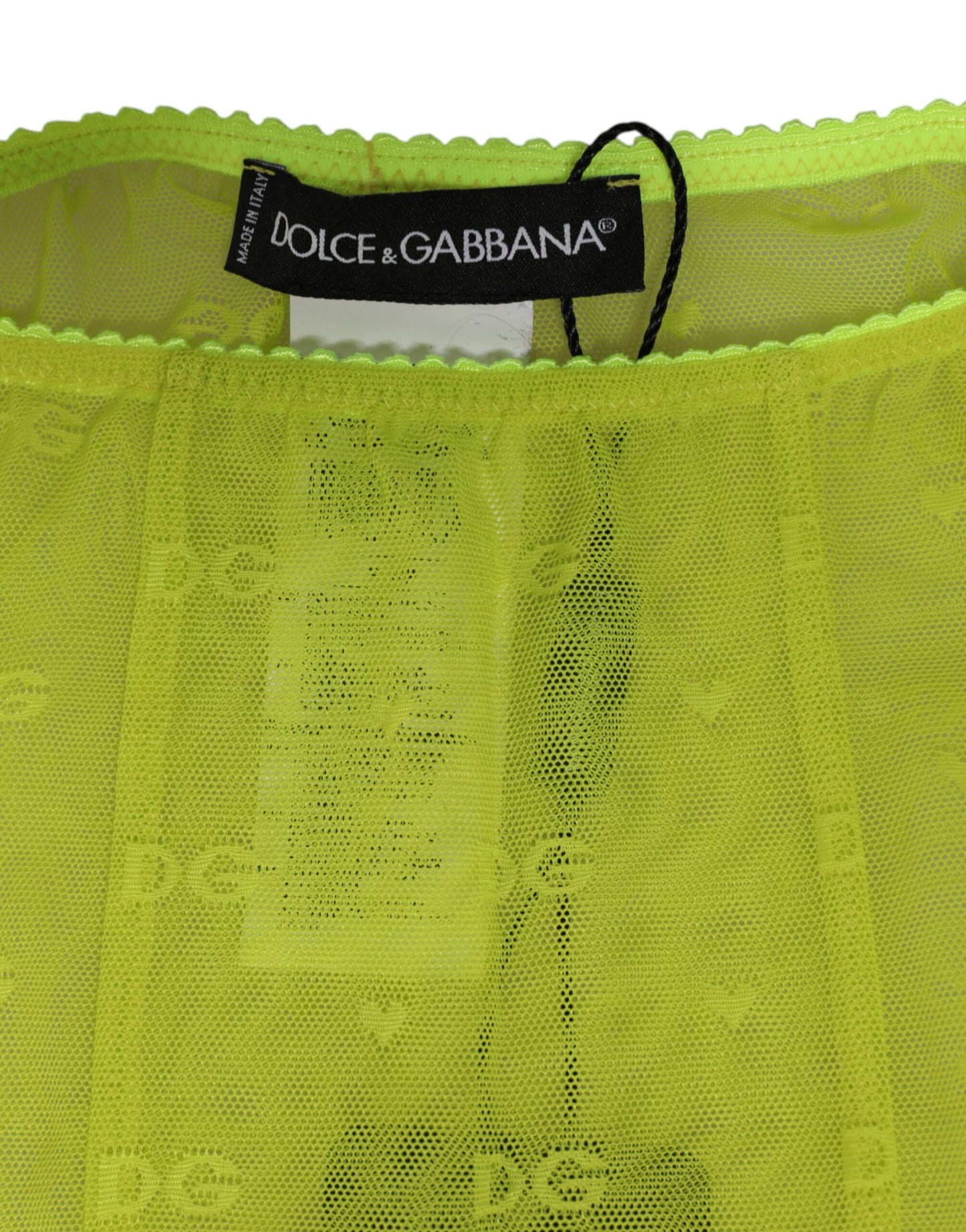 Neon Green Nylon Logo Lace Leggings Pants Underwear