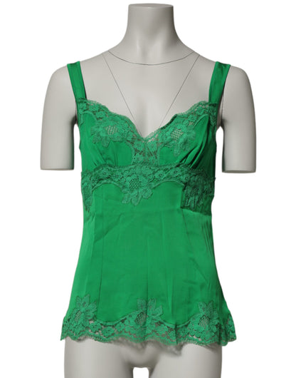 Green Floral Lace Tank Lingerie Top Underwear