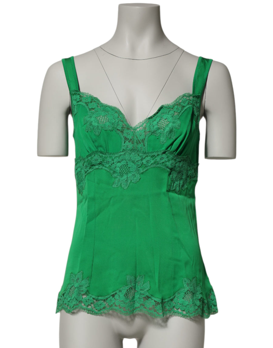 Green Floral Lace Tank Lingerie Top Underwear