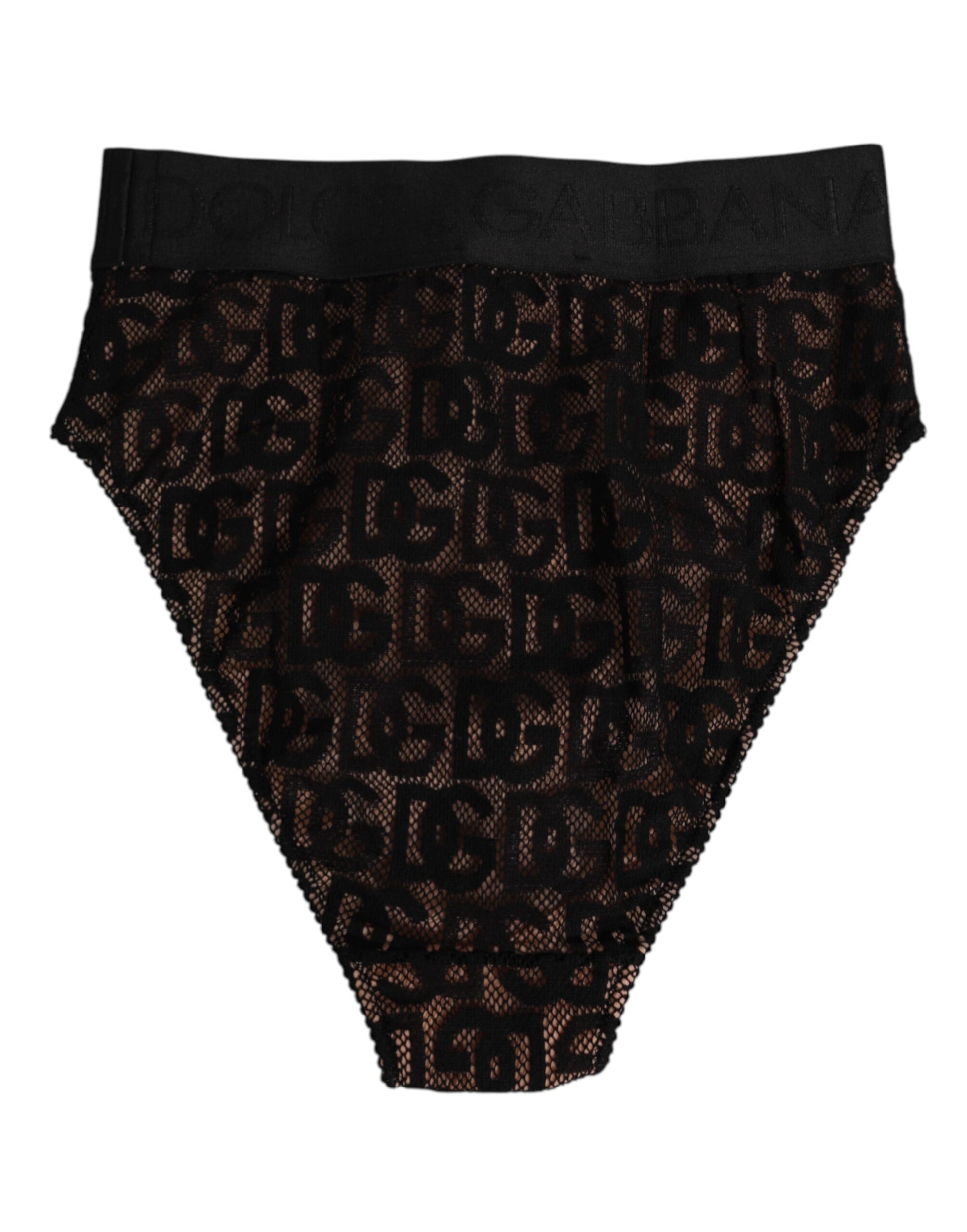 Black DG Logo Lace High Brief Panty Underwear