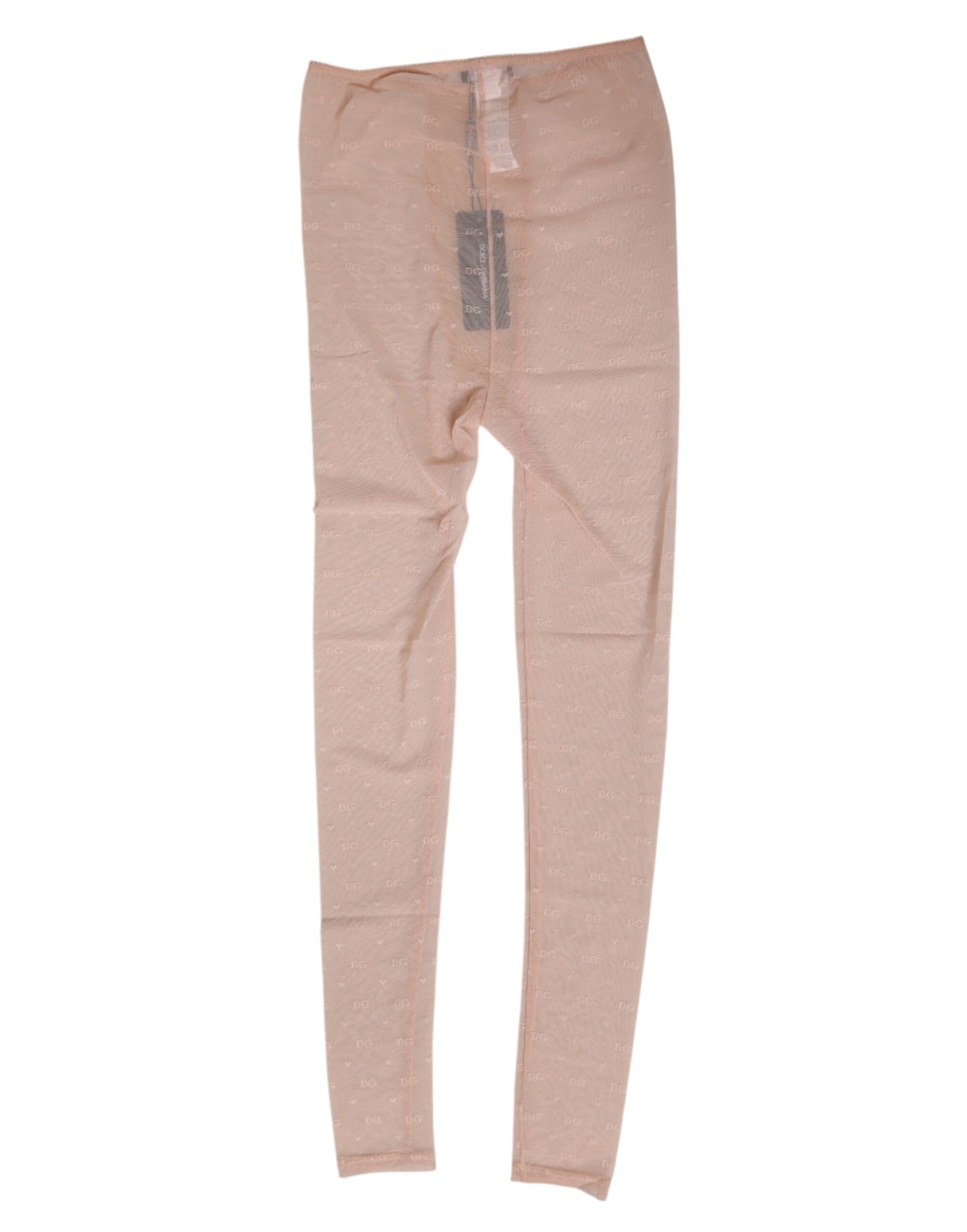 Beige Nylon Logo Lace Leggings Pants Underwear