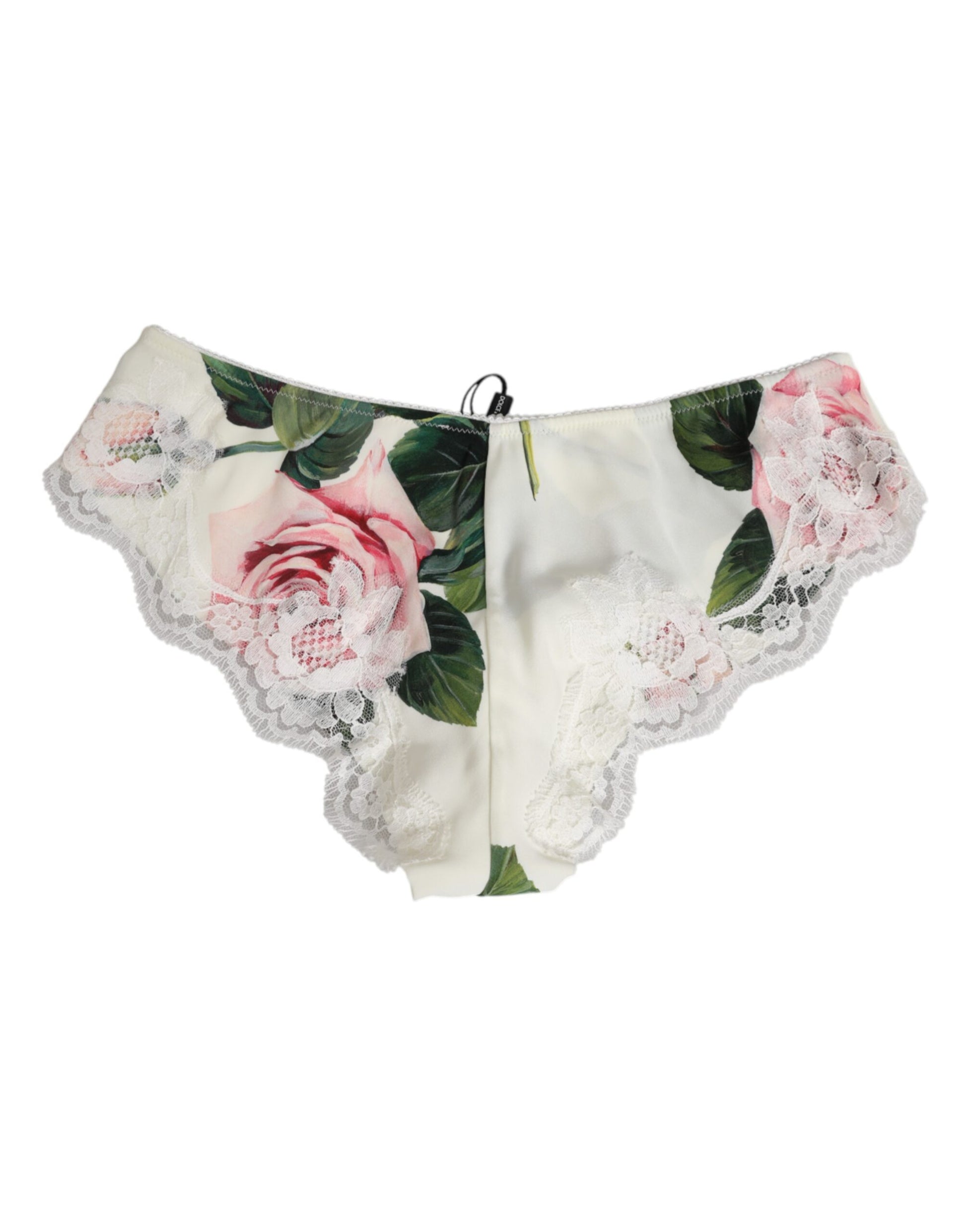 White Silk Satin Floral Lace Trim Slip Underwear