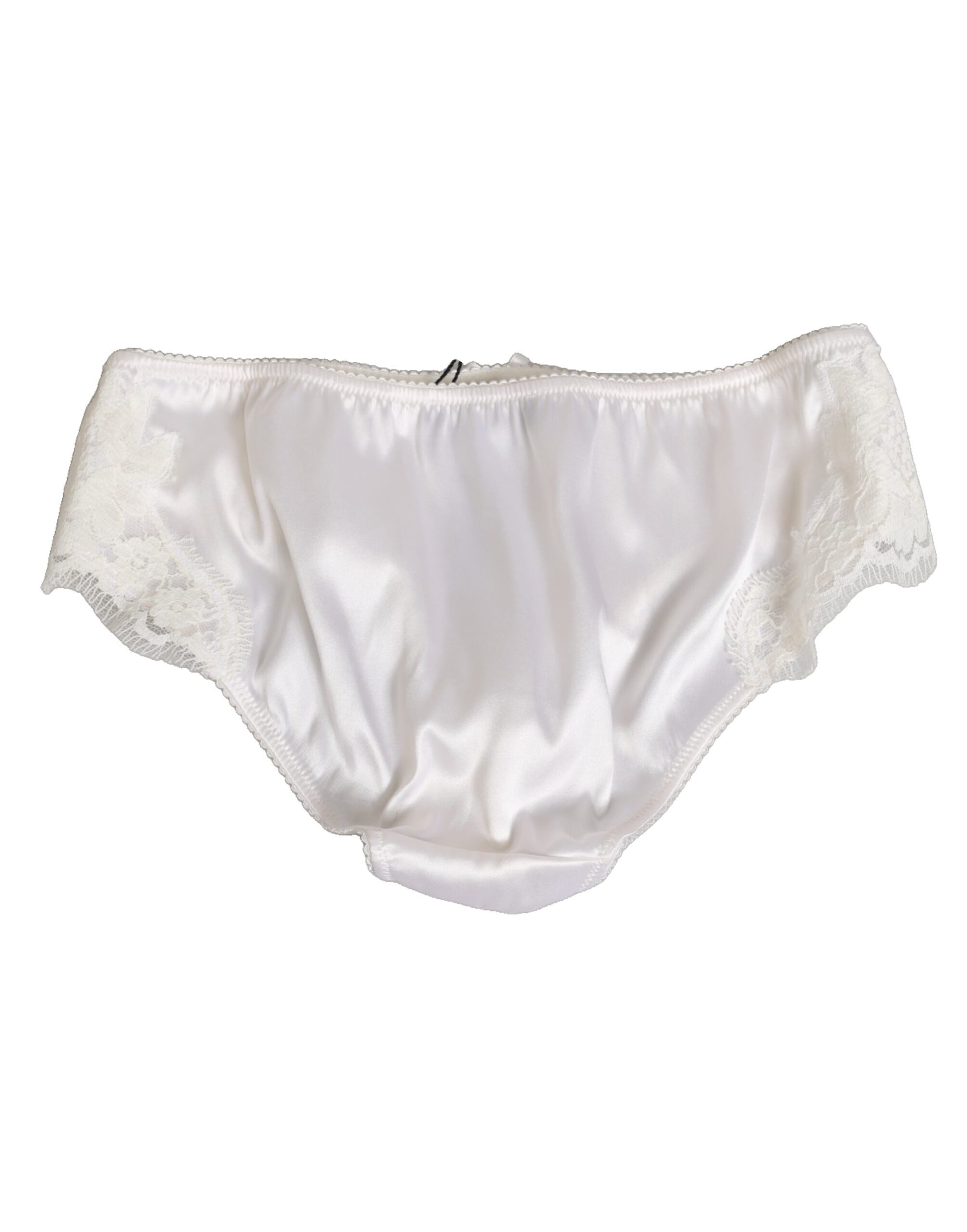 White Silk Satin Floral Lace Panty Brief Underwear