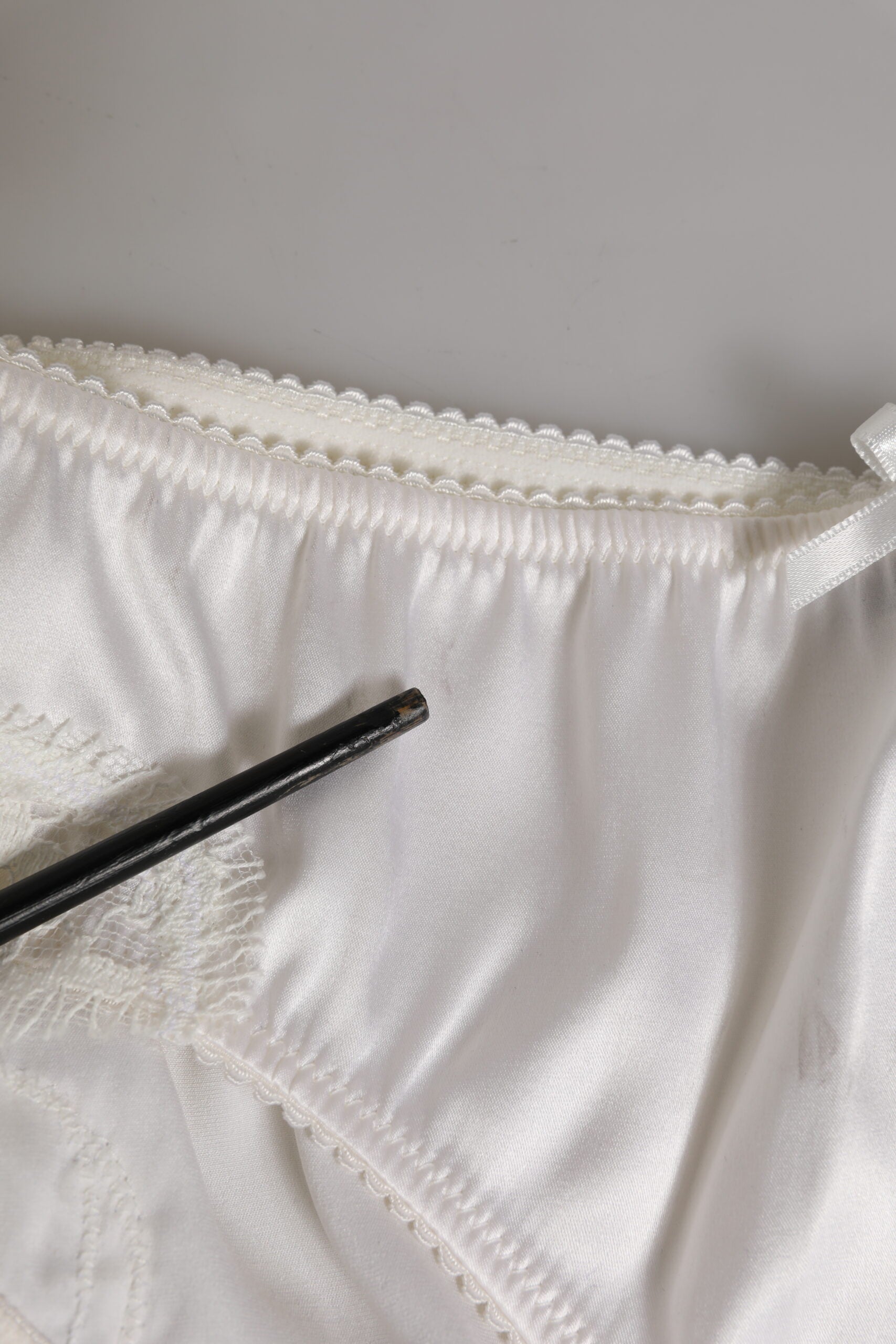 White Silk Satin Floral Lace Panty Brief Underwear