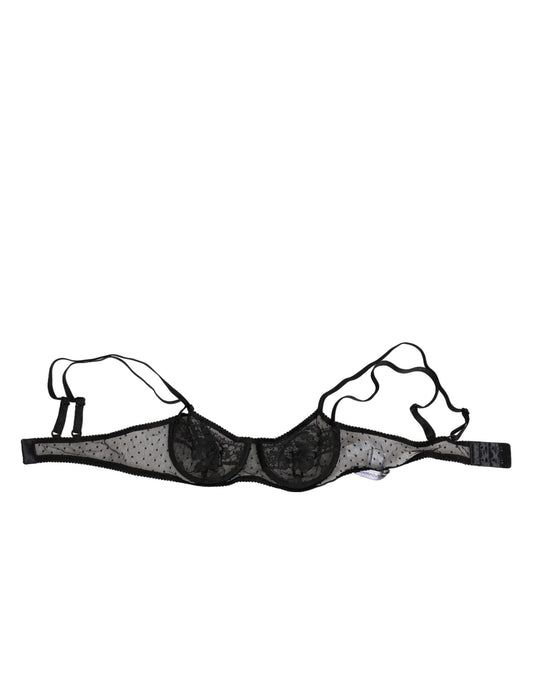 Black Floral Underwired Balconette Bra Underwear