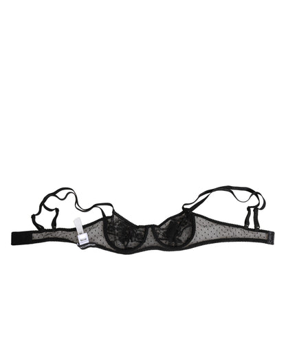 Black Floral Underwired Balconette Bra Underwear