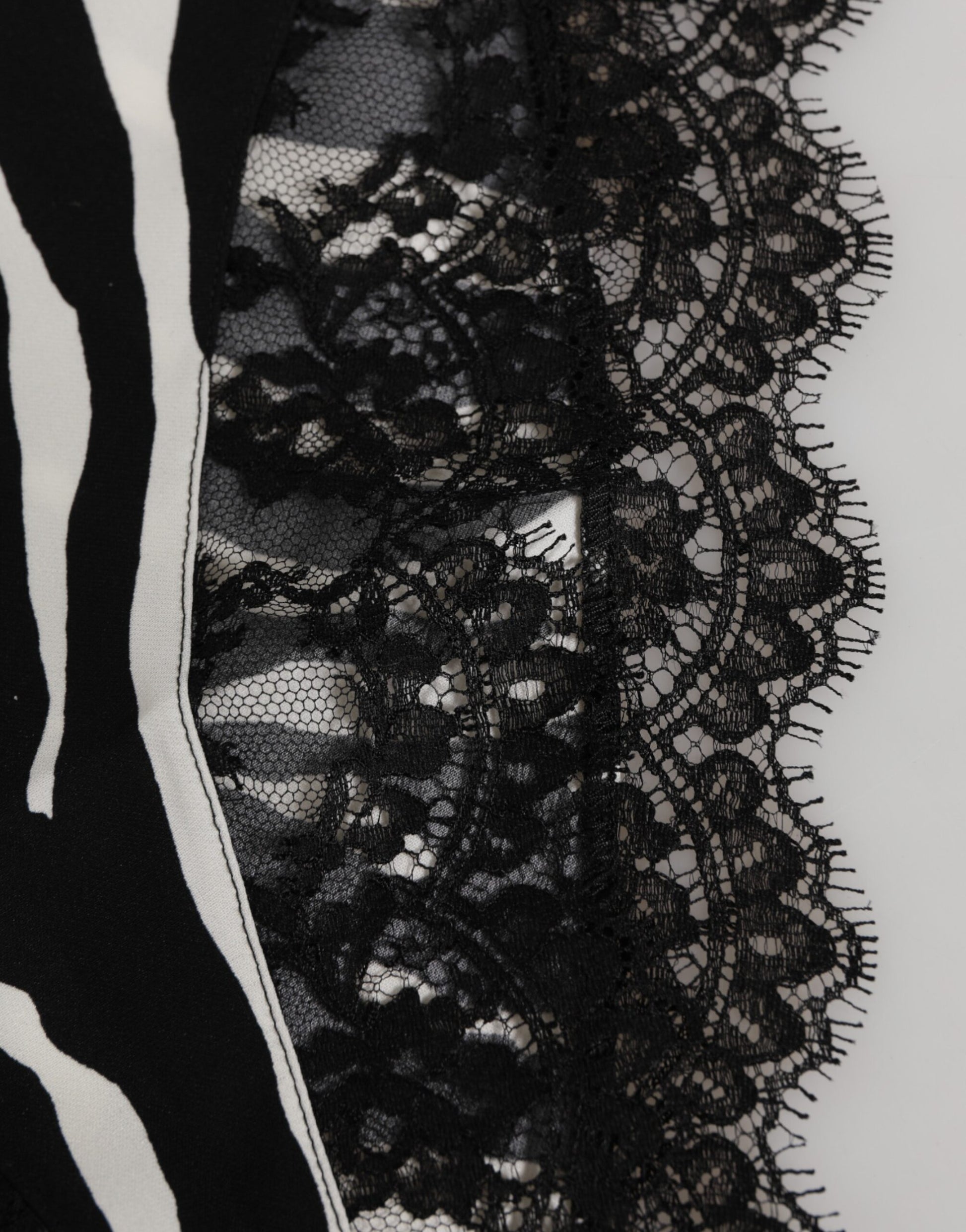 Black Silk Zebra Print Lace High Waist Underwear