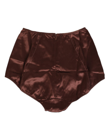 Brown Silk Stretch High Waist Girdle Underwear