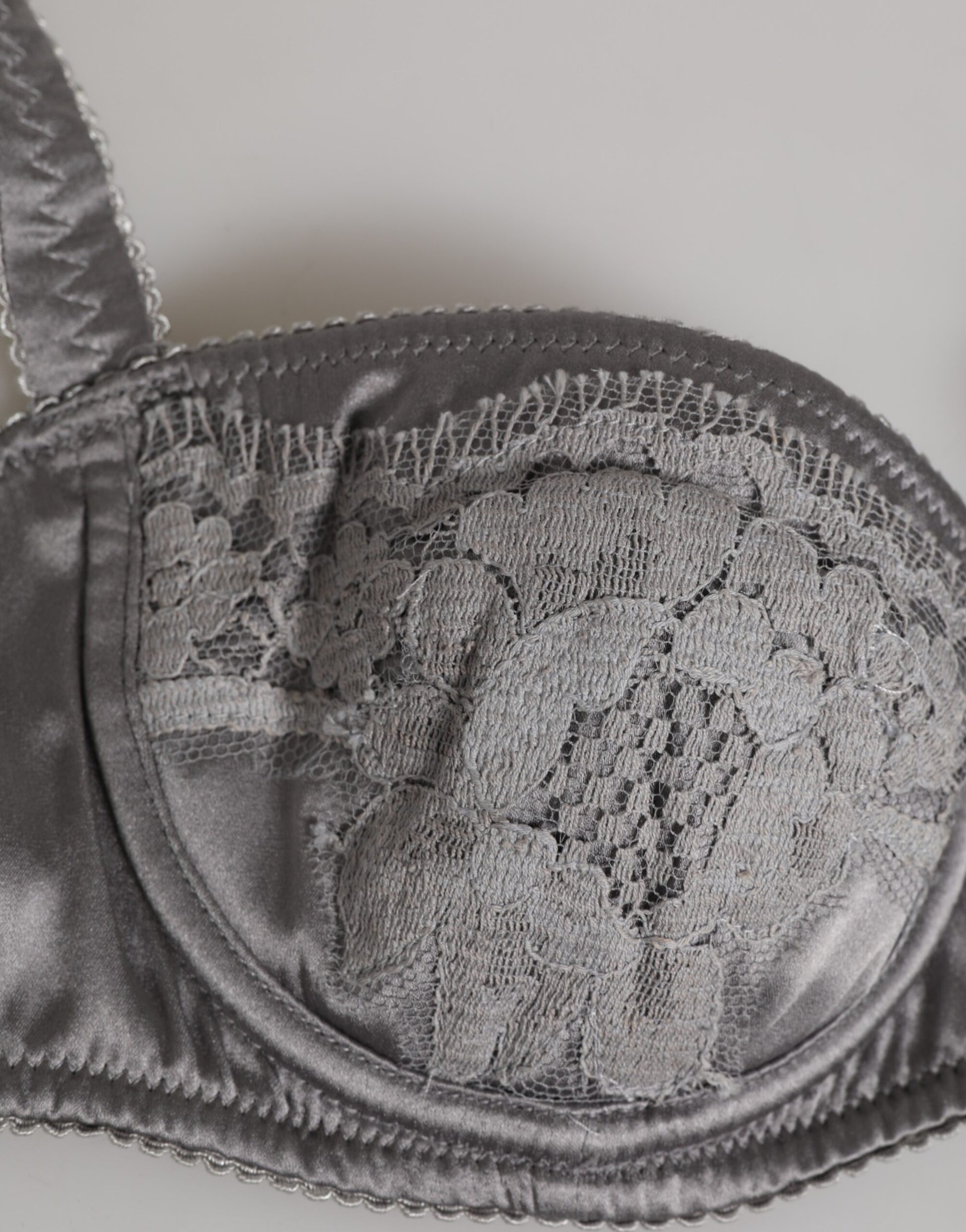 Gray Silk Underwired Balconette Bra Underwear