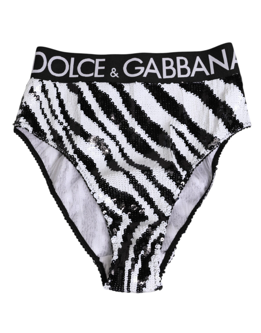 Black White Stripes High Waist Panty Underwear