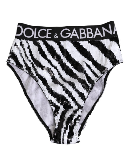 Black White Stripes High Waist Panty Underwear