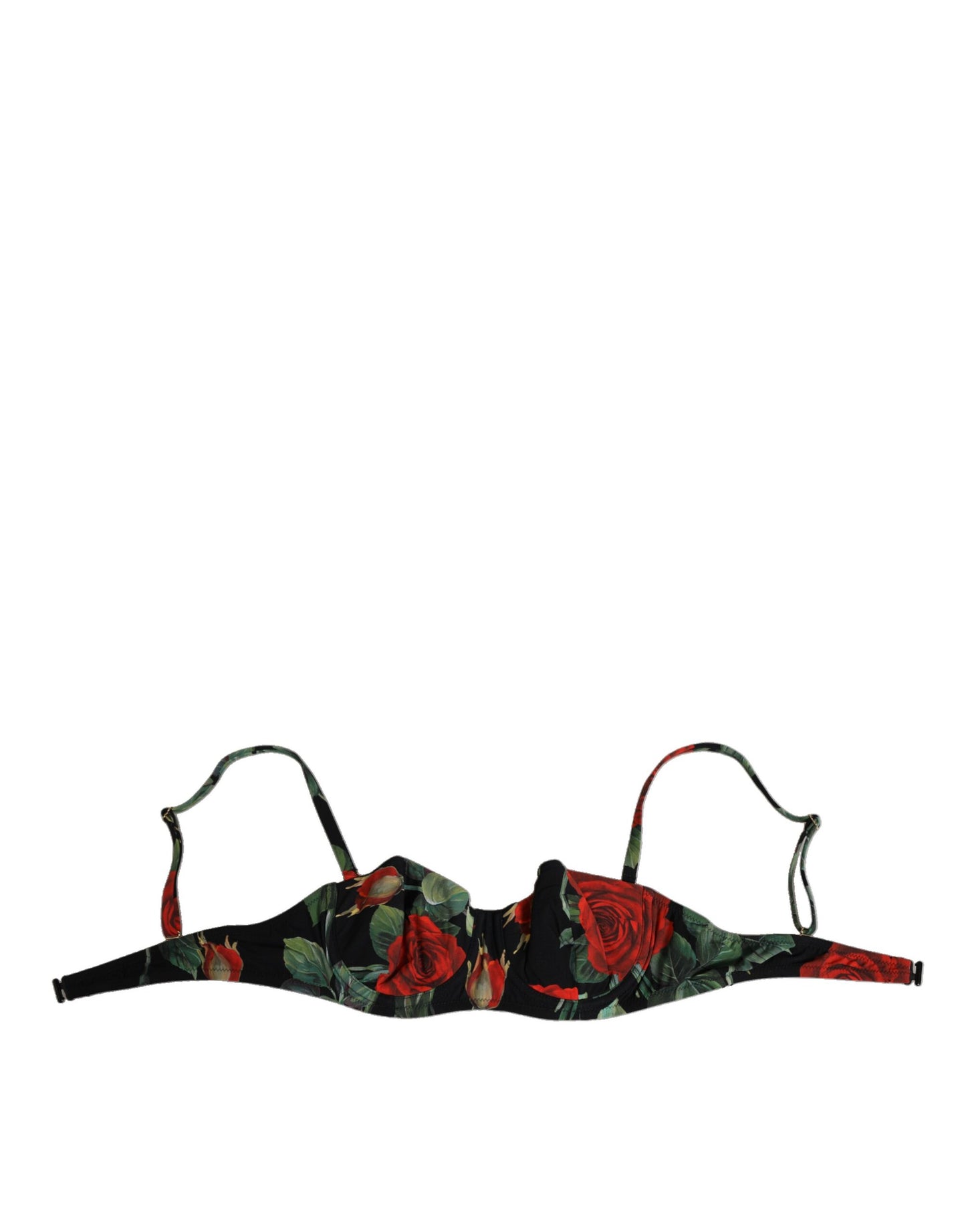 Black Floral Nylon Padded Balconnet Bra Underwear