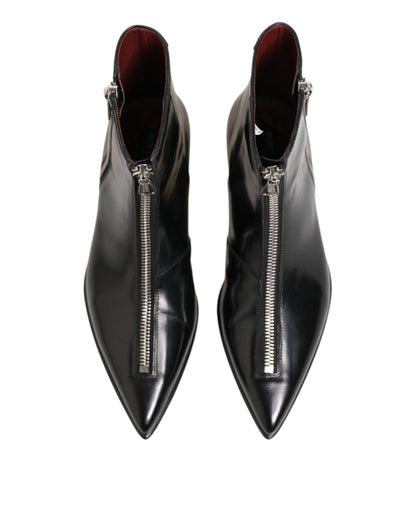 Black Calfskin Leather Men SHORT Boots Shoes