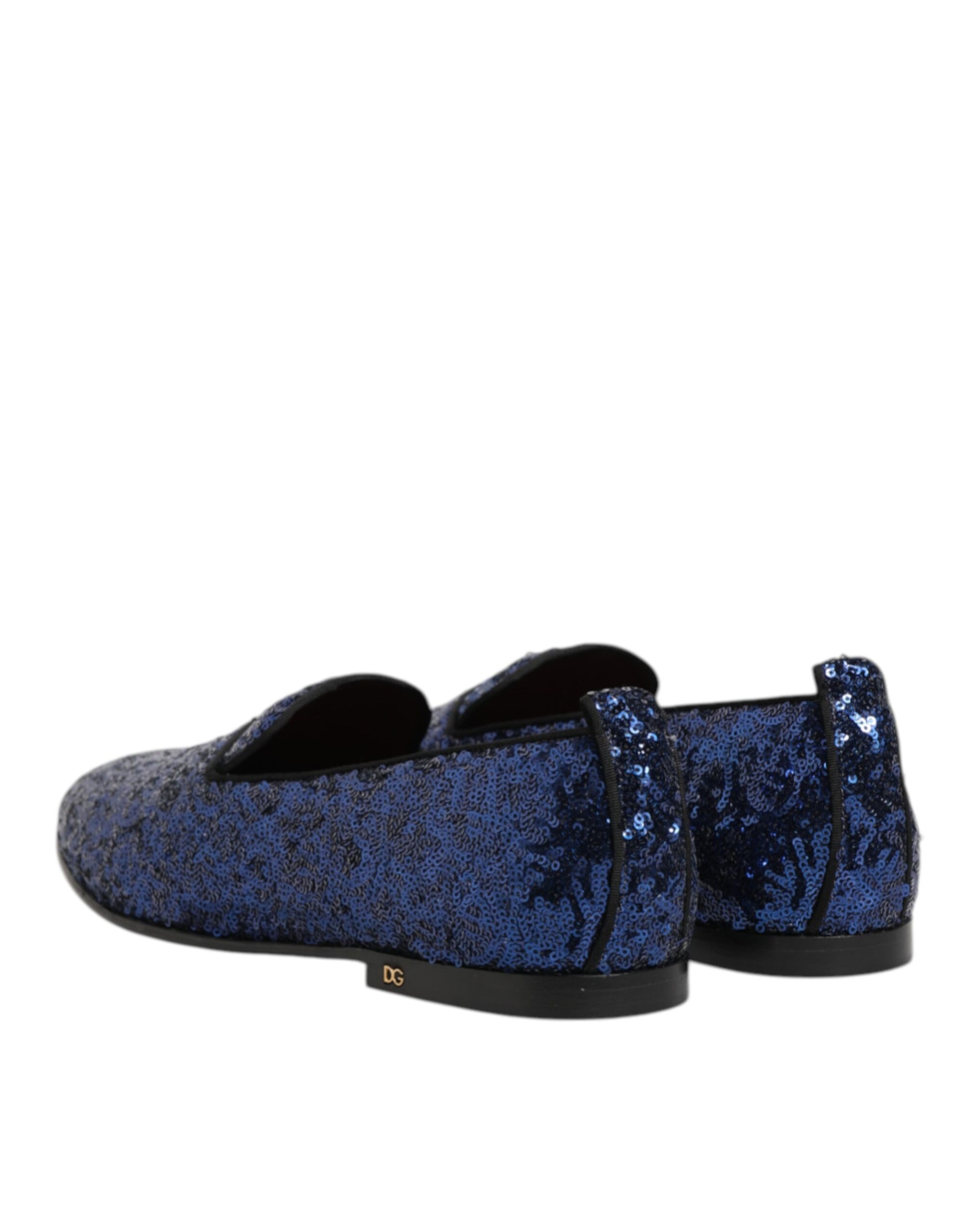 Blue Sequined Loafers Slippers Men Dress Shoes
