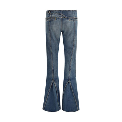 Blue Polyester Flared Jeans