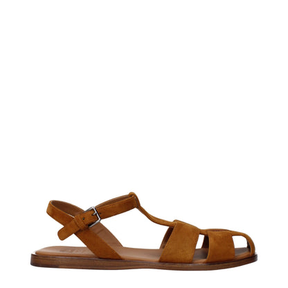 Brown Leather Flat Sandals