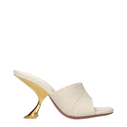 Beige Fabric Slippers